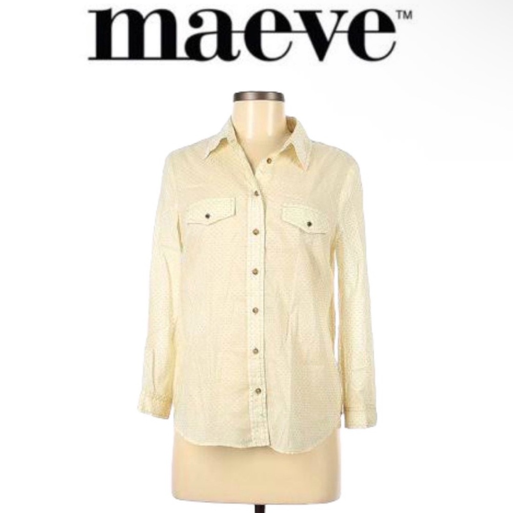 NWT Anthropologie Maeve Cream Button-Up Shirt